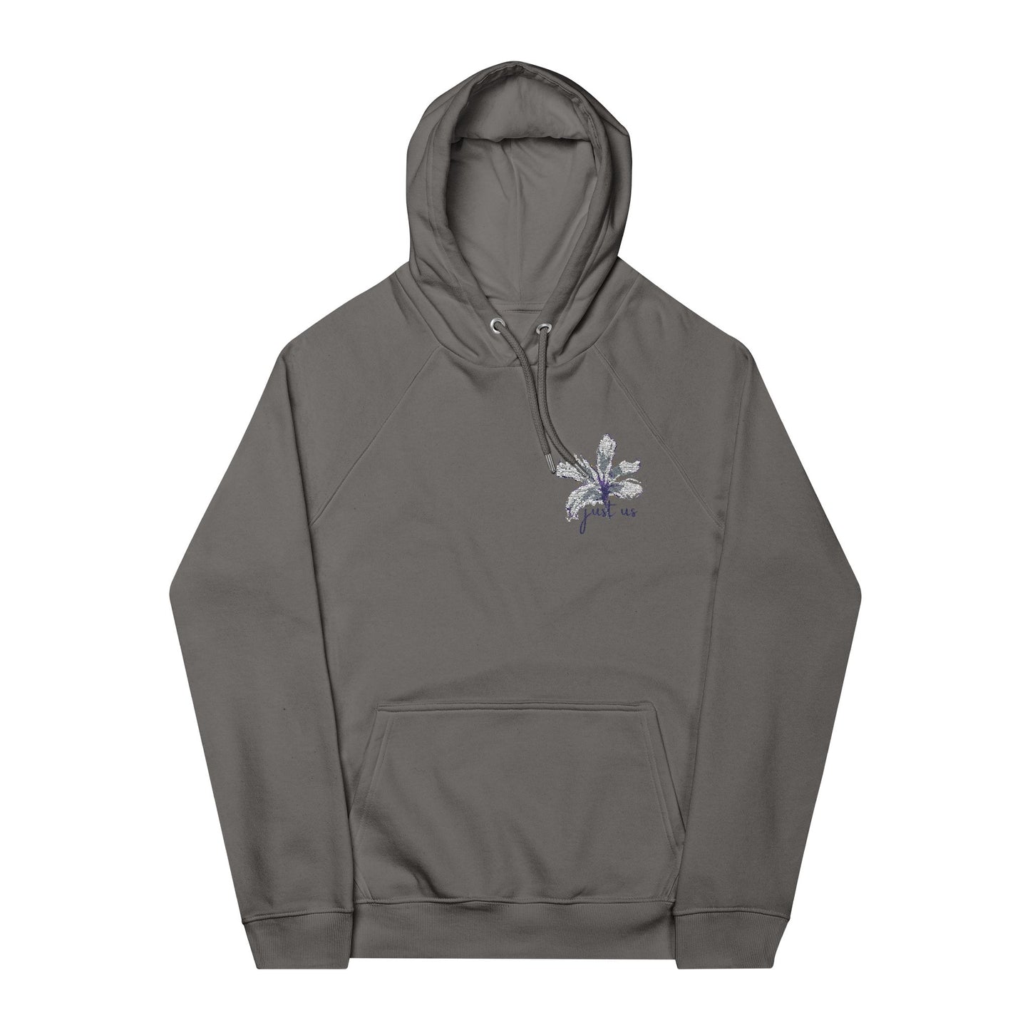 Organic Embroidered Flower Hoodie - Just Us, “The way GOD intended”
