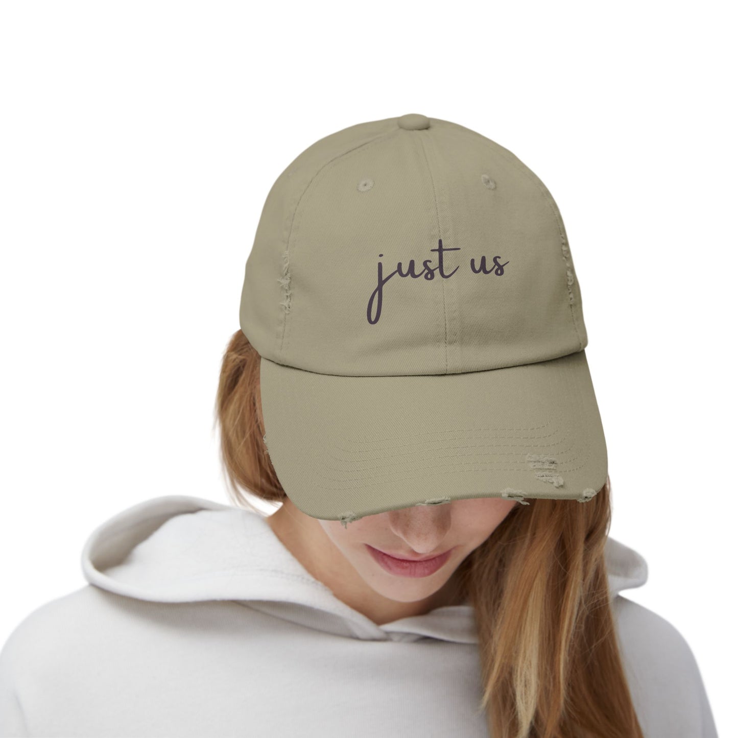 Unisex Distressed Cap - Just Us Casual Hat for Friendship & Everyday Style