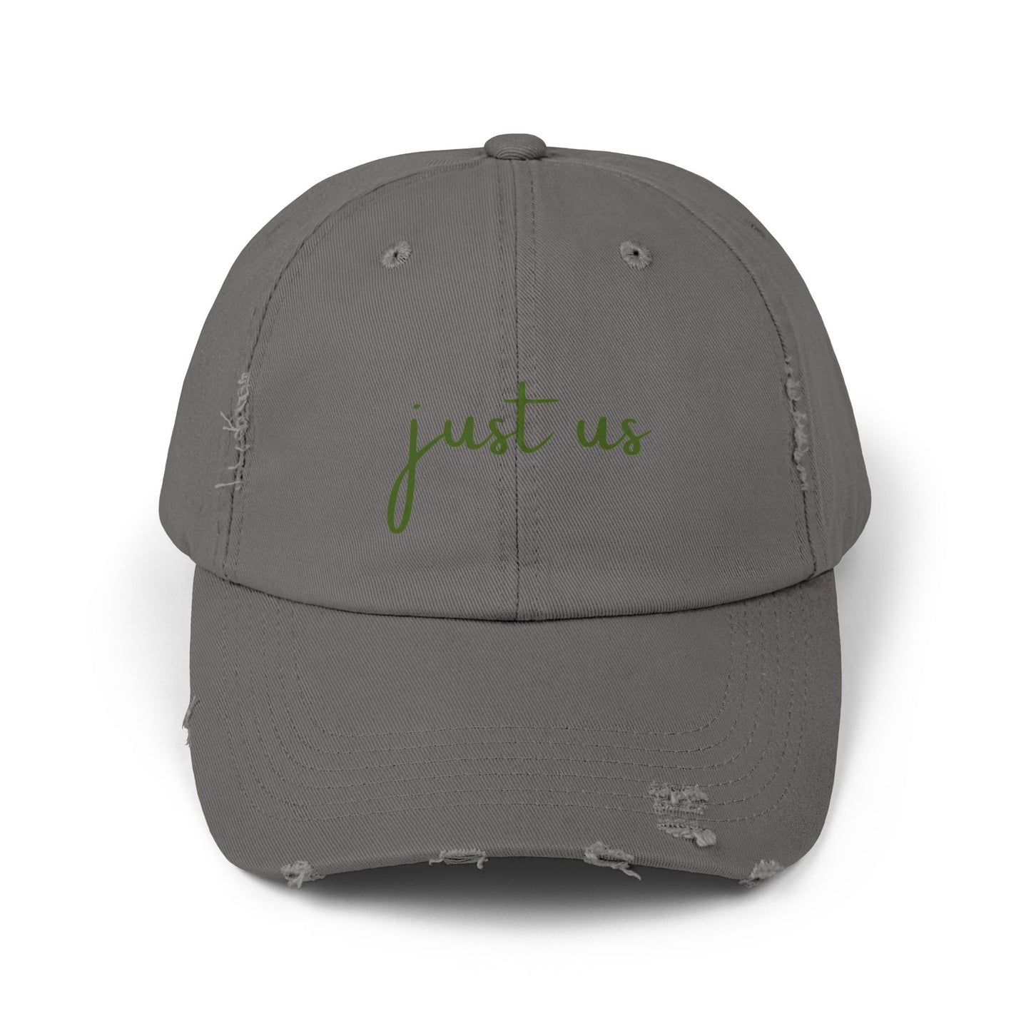 Unisex Distressed Cap - ‘Just Us’ Casual Hat for Friendship & Everyday Style