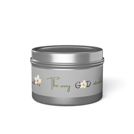 Just Us, “The way GOD intended!” - Tin Candles - Coconut Soy Wax Cozy Home Fragrance for Relaxation & Gift Giving