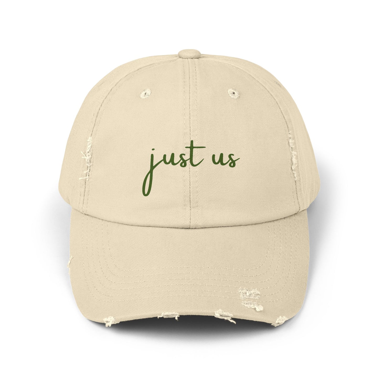 Unisex Distressed Cap - ‘Just Us’ Casual Hat for Friendship & Everyday Style