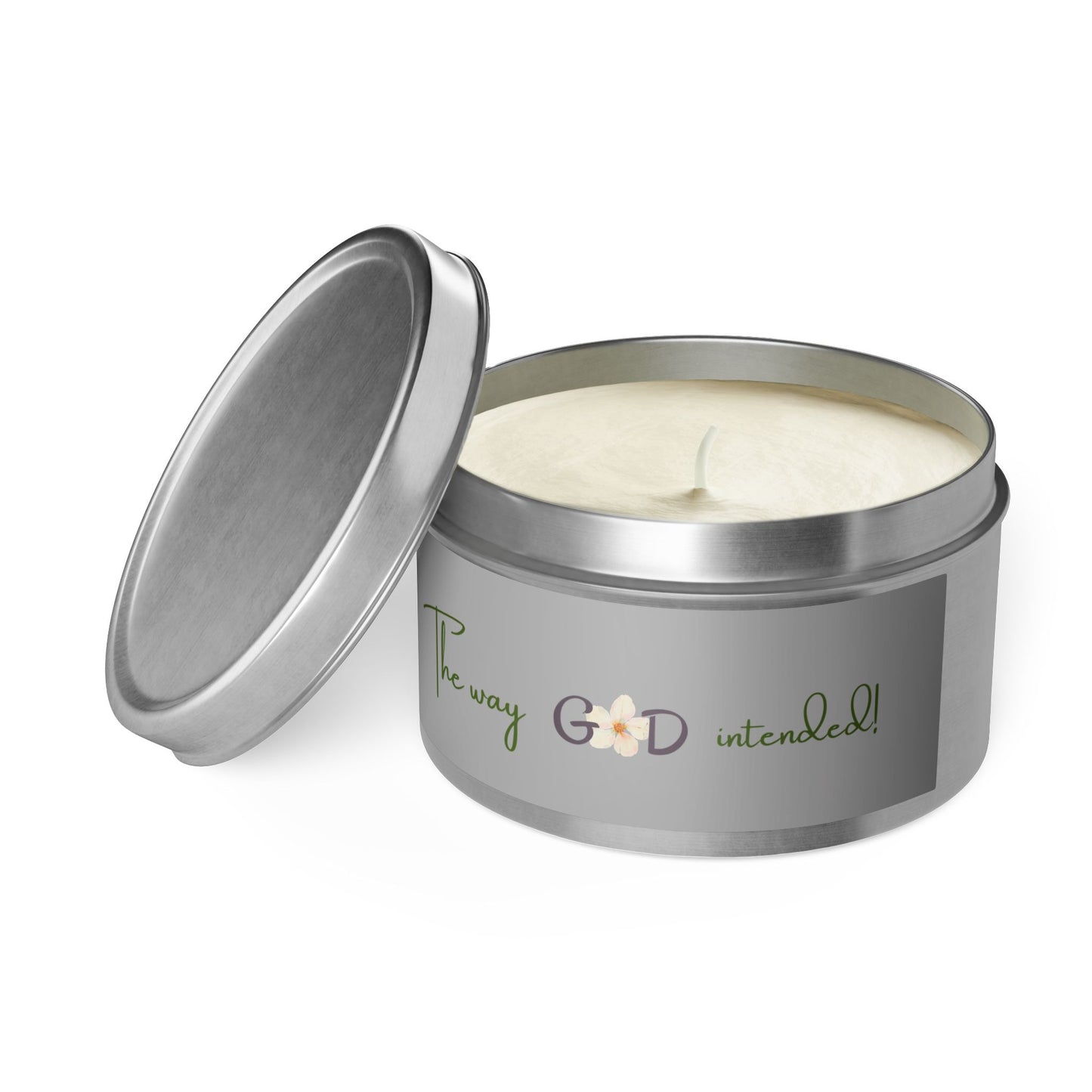 Just Us, “The way GOD intended!” - Tin Candles - Coconut Soy Wax Cozy Home Fragrance for Relaxation & Gift Giving