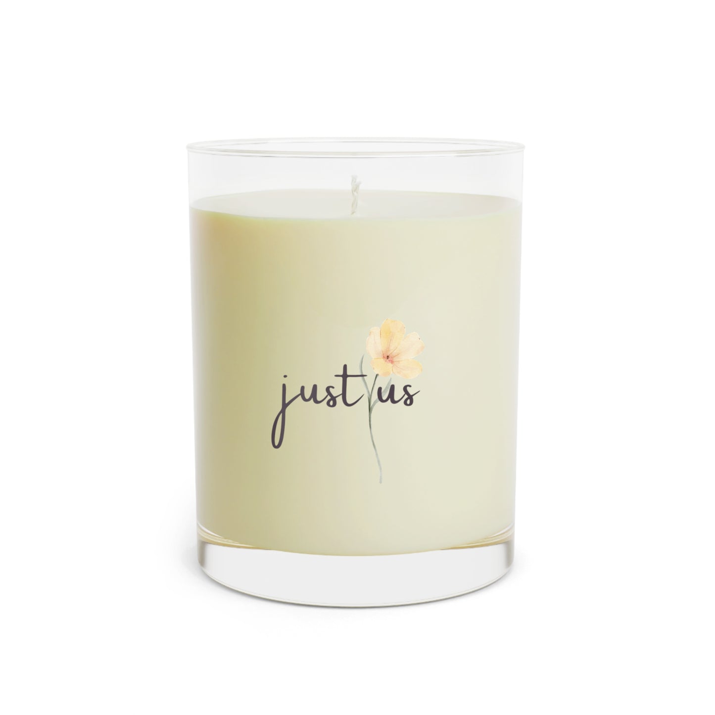 Just Us, “The way GOD intended” - Soy Wax Aromatherapy Scented Candle - 11oz Full Glass with Floral Design