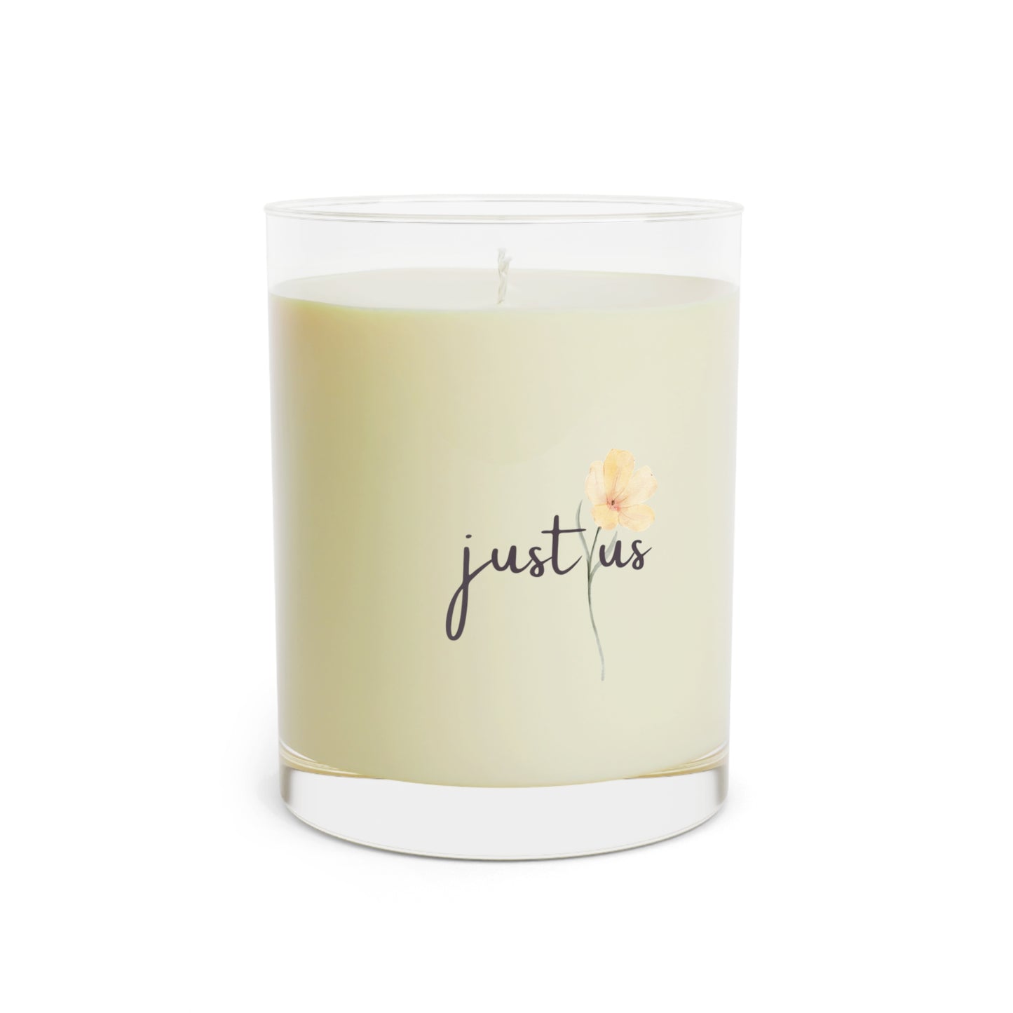 Just Us, “The way GOD intended” - Soy Wax Aromatherapy Scented Candle - 11oz Full Glass with Floral Design