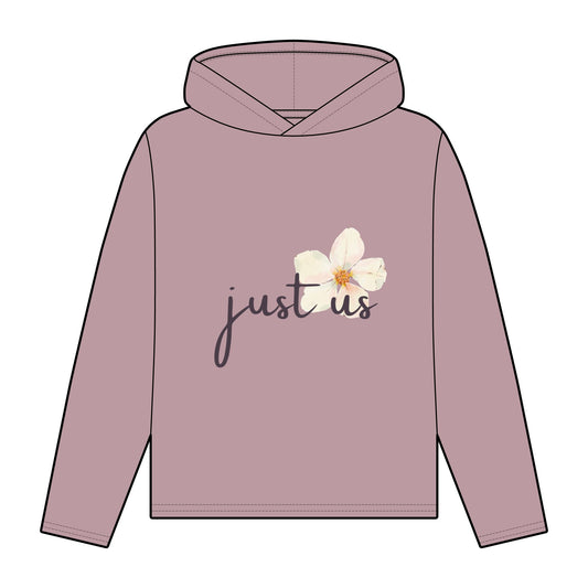 Women's Organic Relaxed Fit Hoodie - Floral Design with 'Just Us' and 'The Way God Intended'