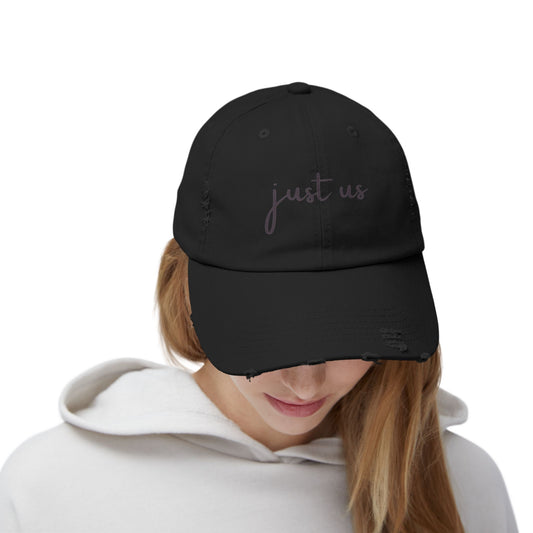 Unisex Distressed Cap - Just Us Casual Hat for Friendship & Everyday Style