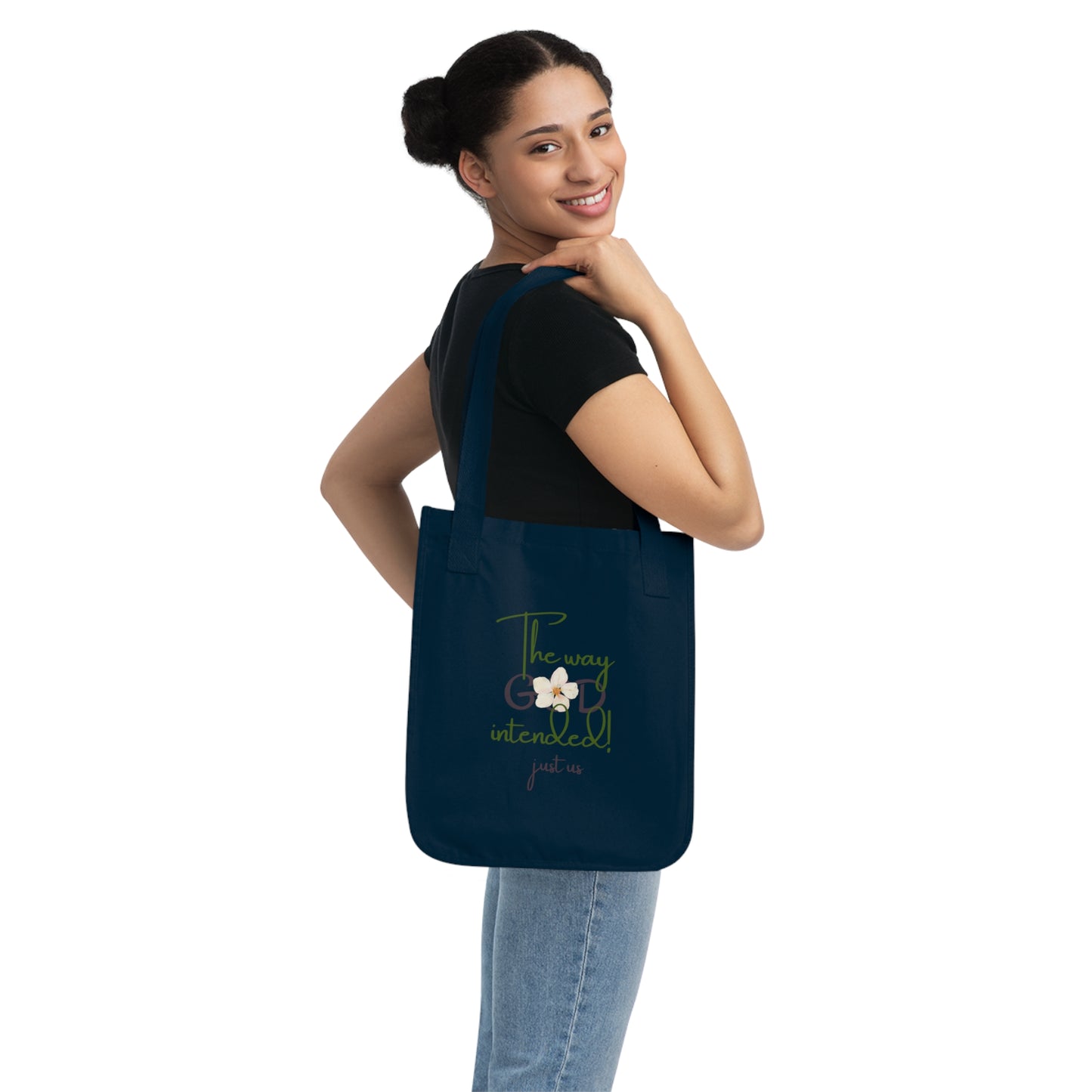 Organic Canvas Flower 2 Tote Bag - Personalizable - Just Us, “The way GOD intended”
