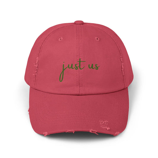 Unisex Distressed Cap - ‘Just Us’ Casual Hat for Friendship & Everyday Style
