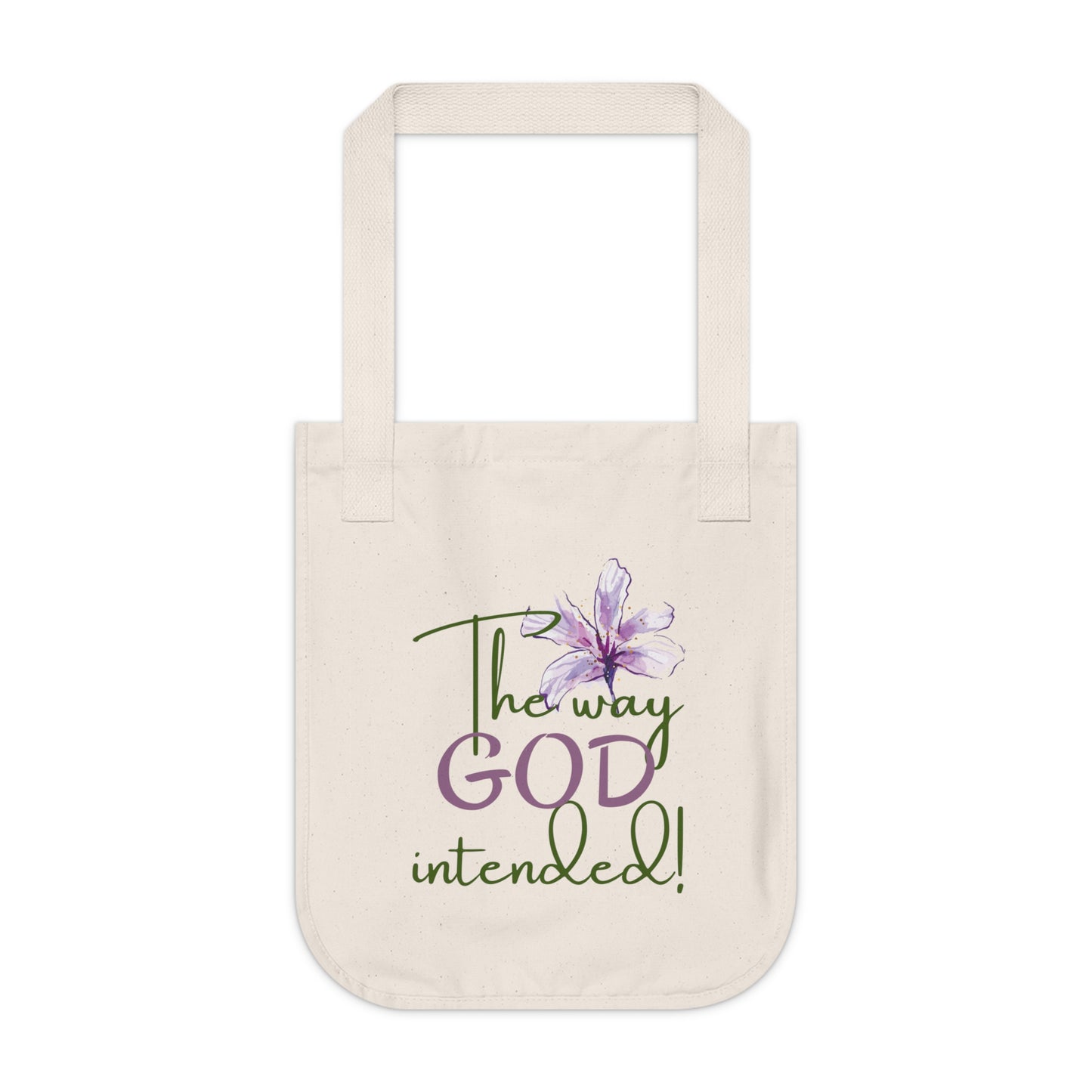 Organic Canvas Flower Tote Bag - Personalizable - Just Us, “The way GOD intended”