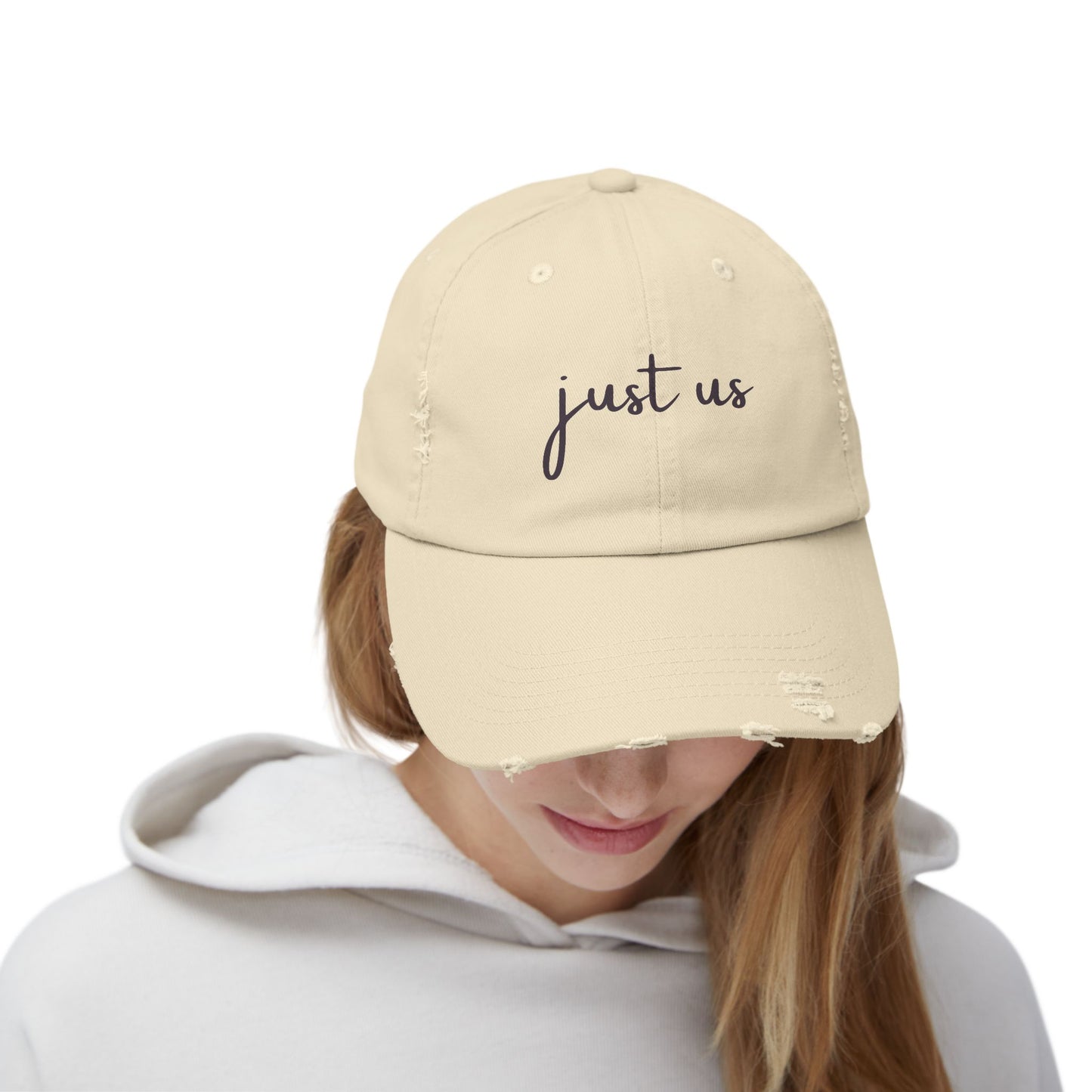 Unisex Distressed Cap - Just Us Casual Hat for Friendship & Everyday Style