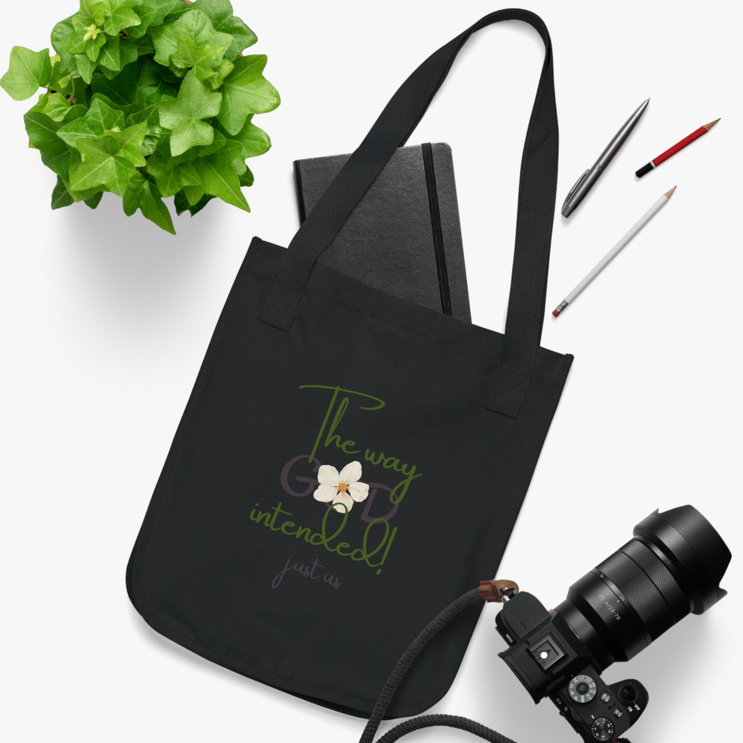 Organic Canvas Flower 2 Tote Bag - Personalizable - Just Us, “The way GOD intended”
