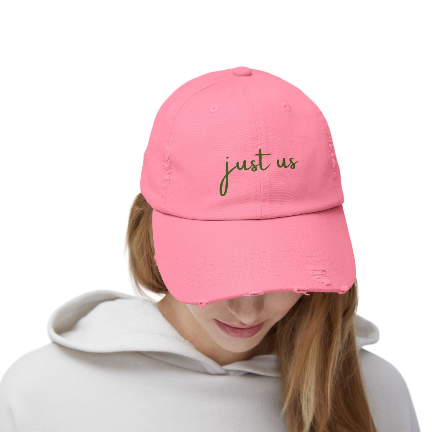 Unisex Distressed Cap - ‘Just Us’ Casual Hat for Friendship & Everyday Style