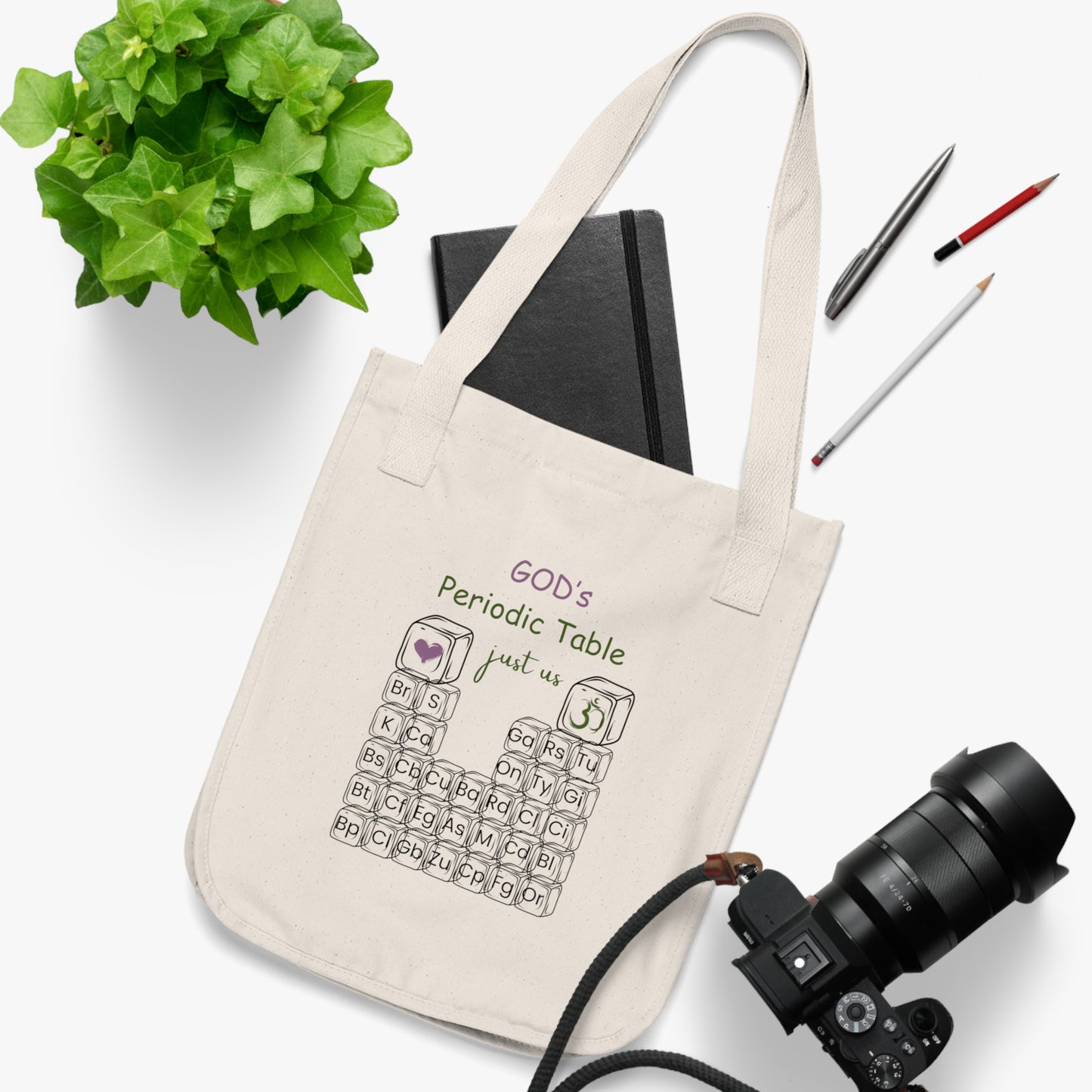 Organic Canvas Tote Bag - Just Us, “GOD’s Periodic Table”