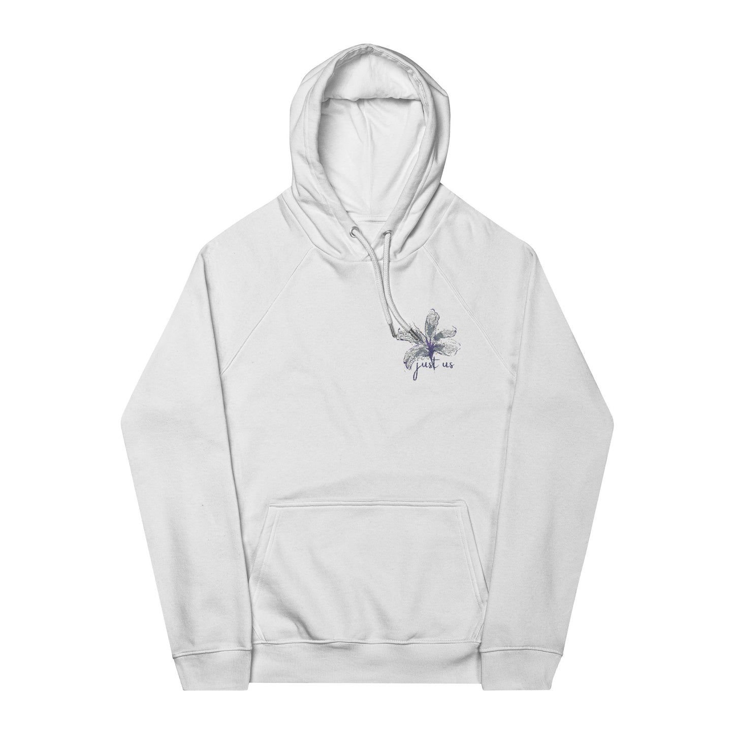 Organic Embroidered Flower Hoodie - Just Us, “The way GOD intended”