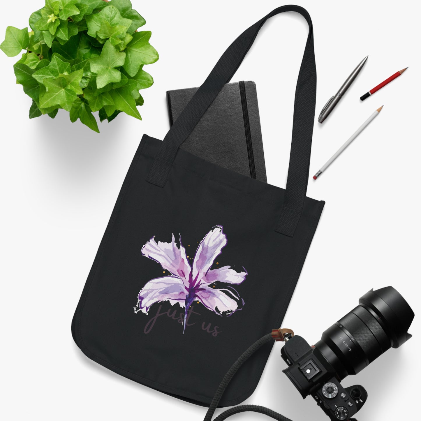 Organic Canvas Flower Tote Bag - Personalizable - Just Us, “The way GOD intended”