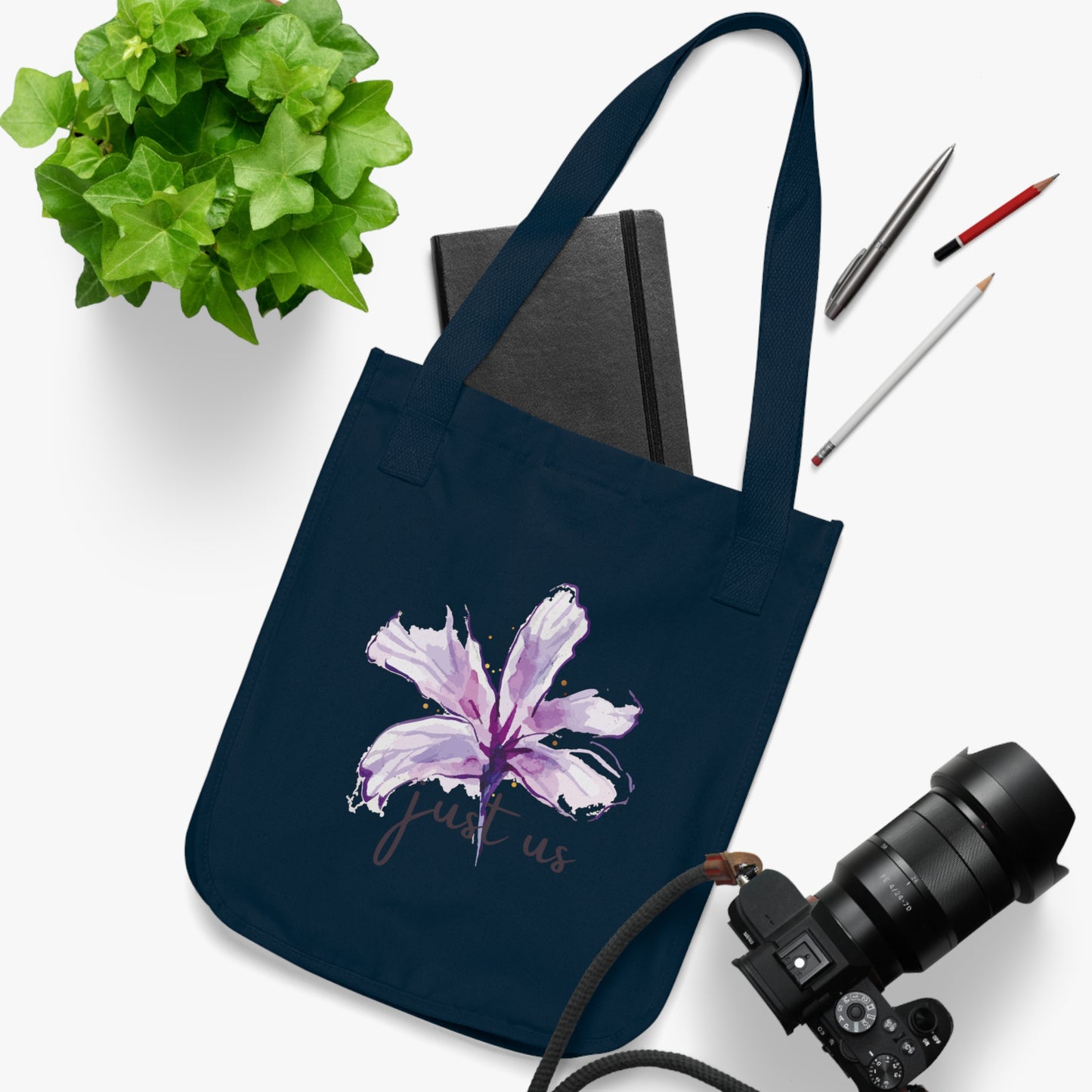 Organic Canvas Flower Tote Bag - Personalizable - Just Us, “The way GOD intended”