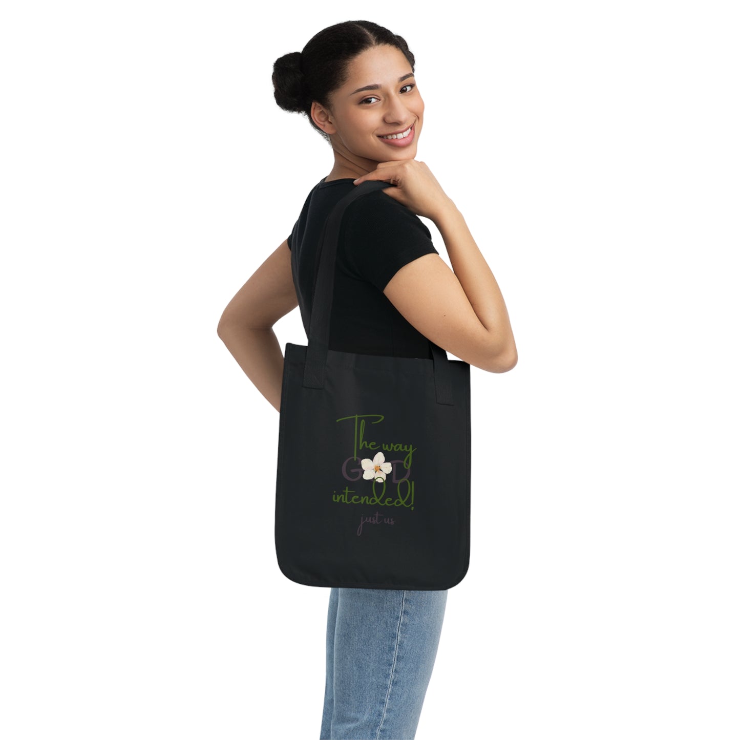 Organic Canvas Flower 2 Tote Bag - Personalizable - Just Us, “The way GOD intended”