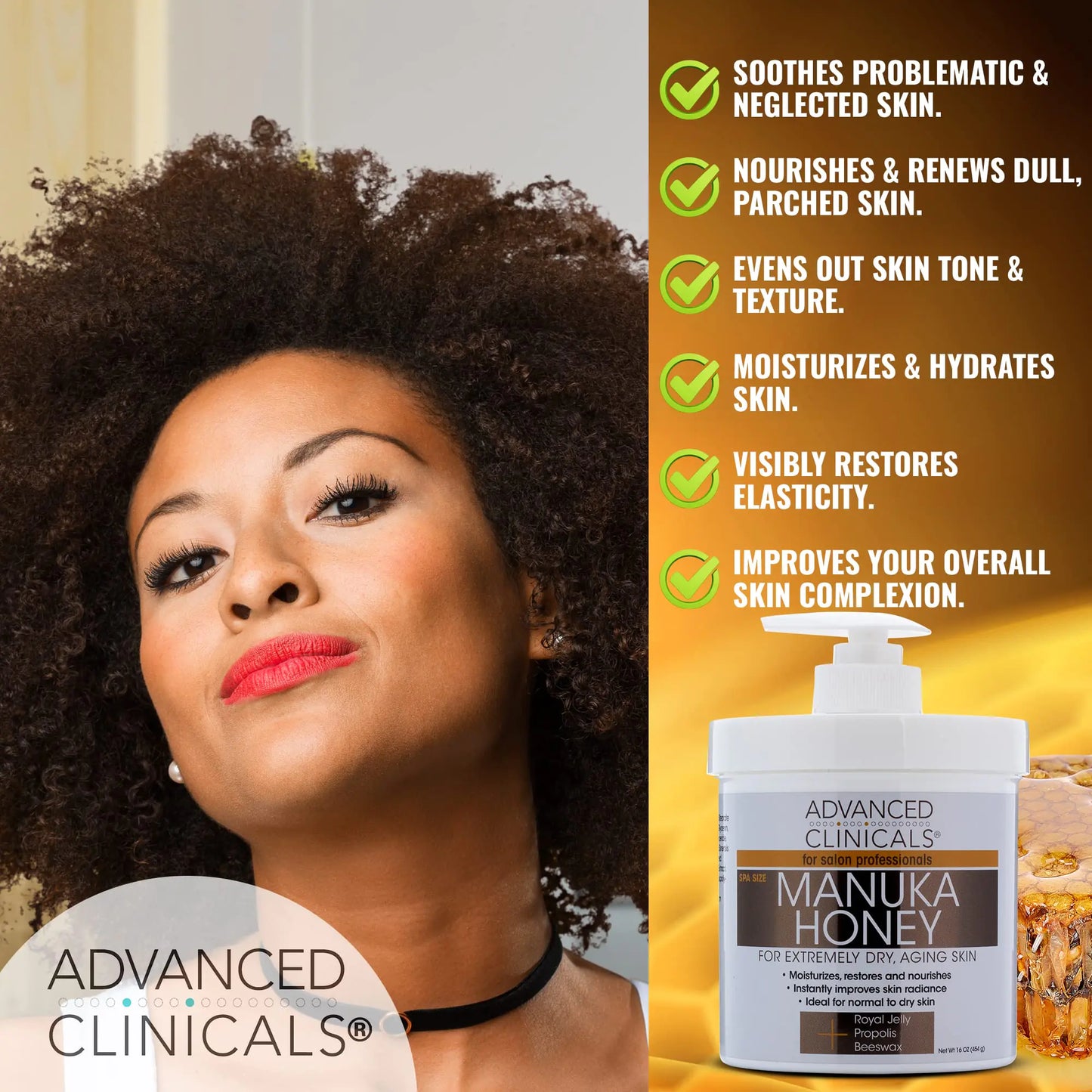 Advanced Clinicals Manuka Honey Cream W/Collagen Face Moisturizer & Body Butter Lotion For Dry Skin | Intense Firming & Hydrating Miracle Balm Skin Care Moisturizing Lotion For Women & Men | 2-Pack 1 Pound (Pack of 2) Manuka Honey Body Cream