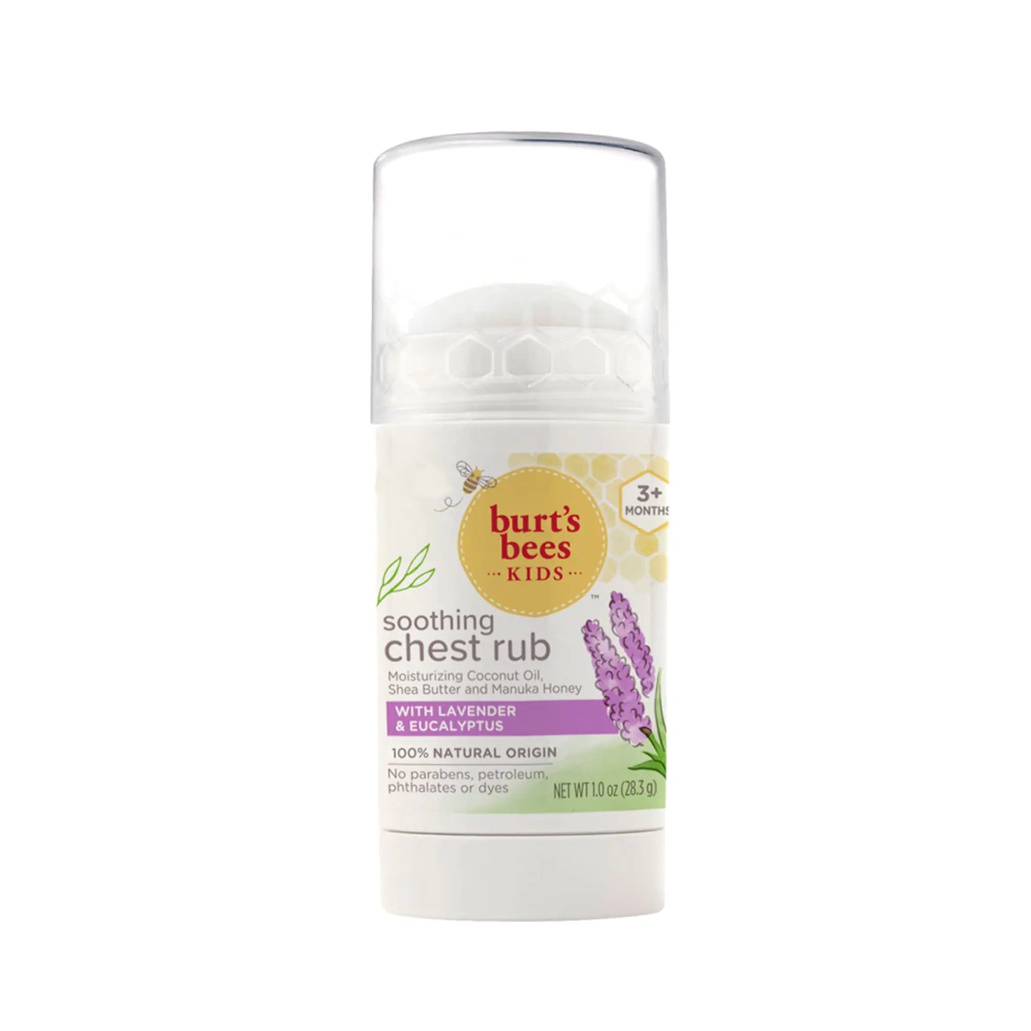 Burts Bees Kids Chest Rub Stick Coconut Oil Shea Butter and Manuka Honey Lavender & Eucalyptus White 1 Ounce