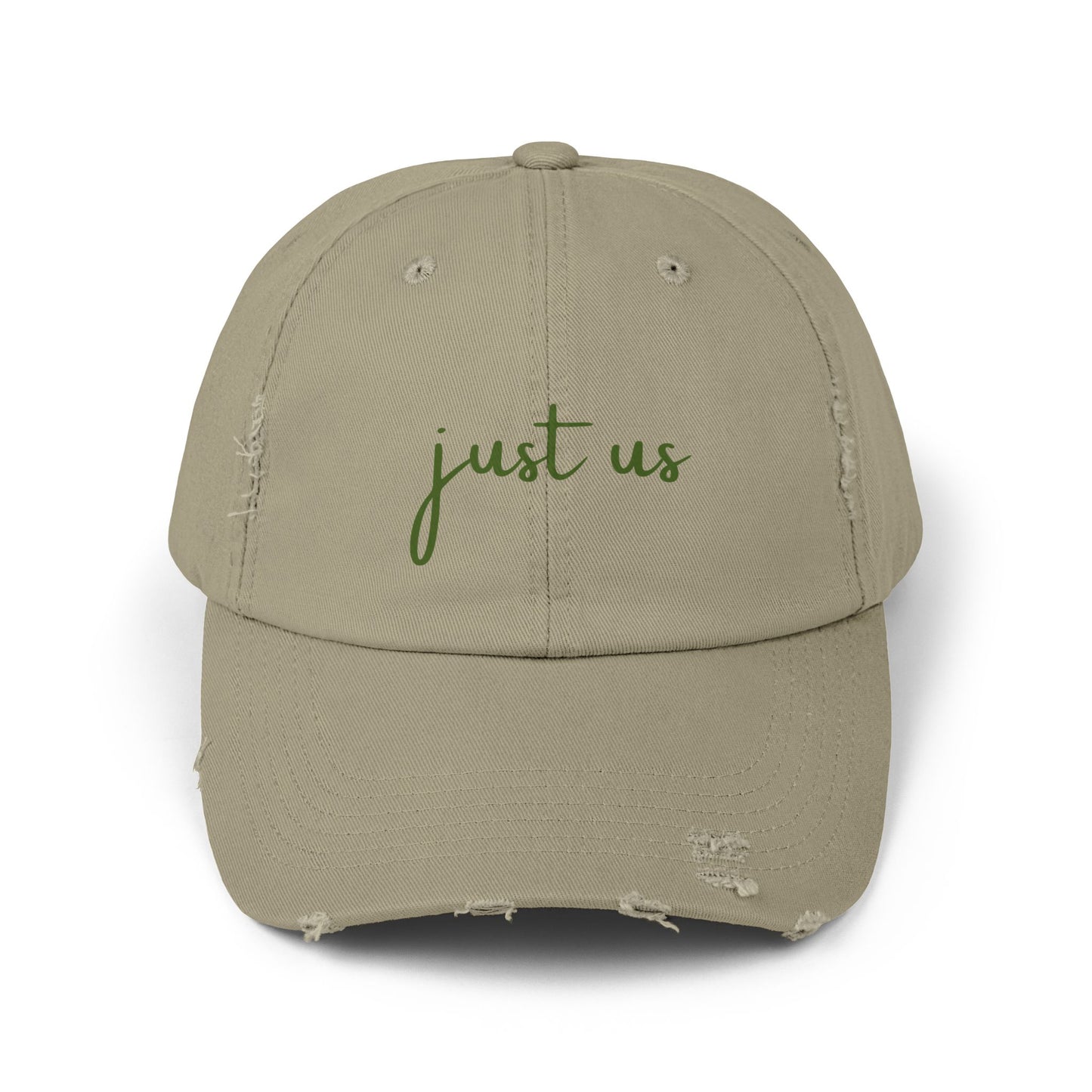 Unisex Distressed Cap - ‘Just Us’ Casual Hat for Friendship & Everyday Style