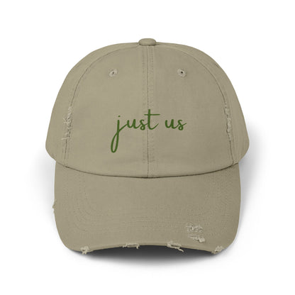 Unisex Distressed Cap - ‘Just Us’ Casual Hat for Friendship & Everyday Style