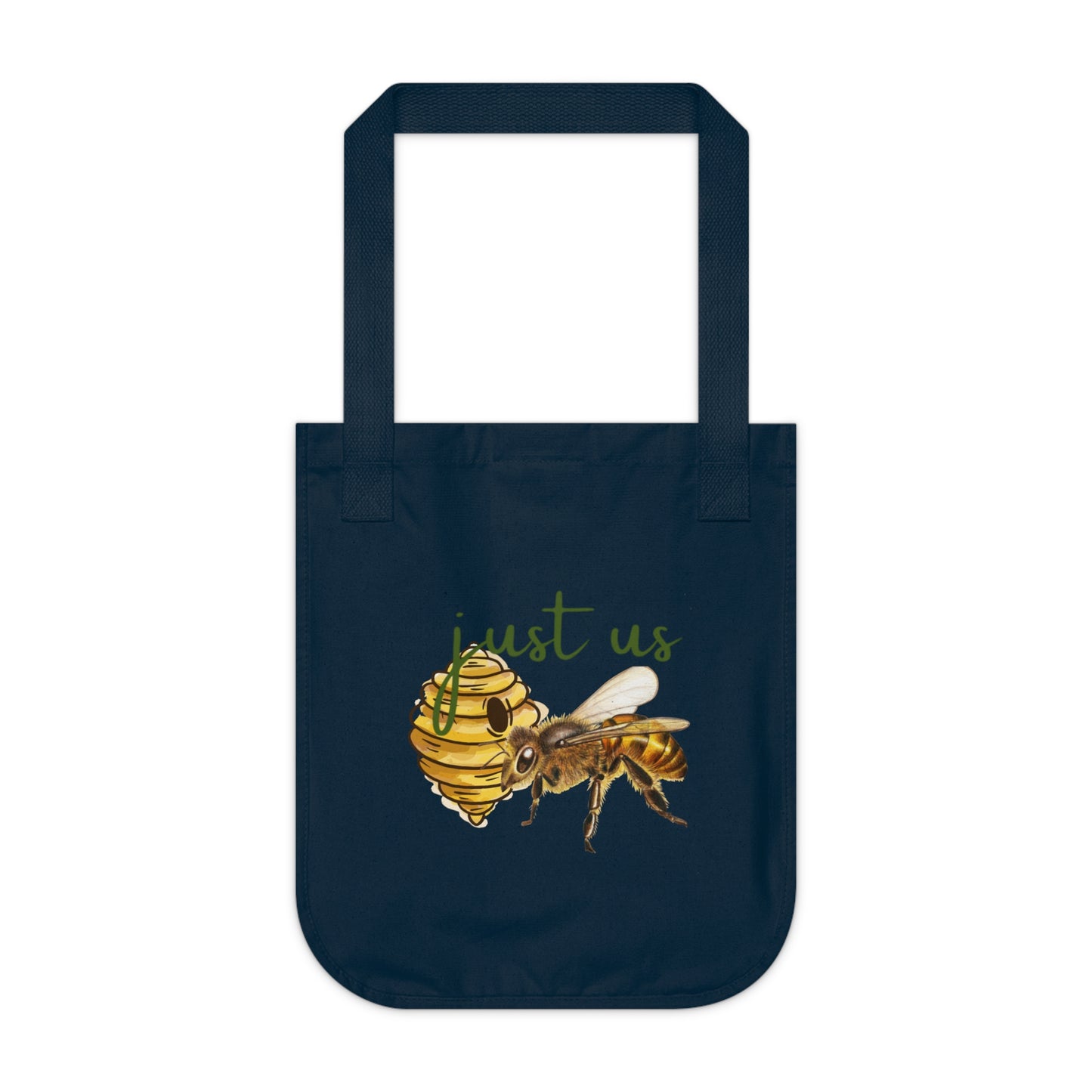 Organic Canvas Bee Tote Bag- Personalizable - Just Us, “The way GOD intended” - Eco-Friendly Floral Shopper for Everyday Use