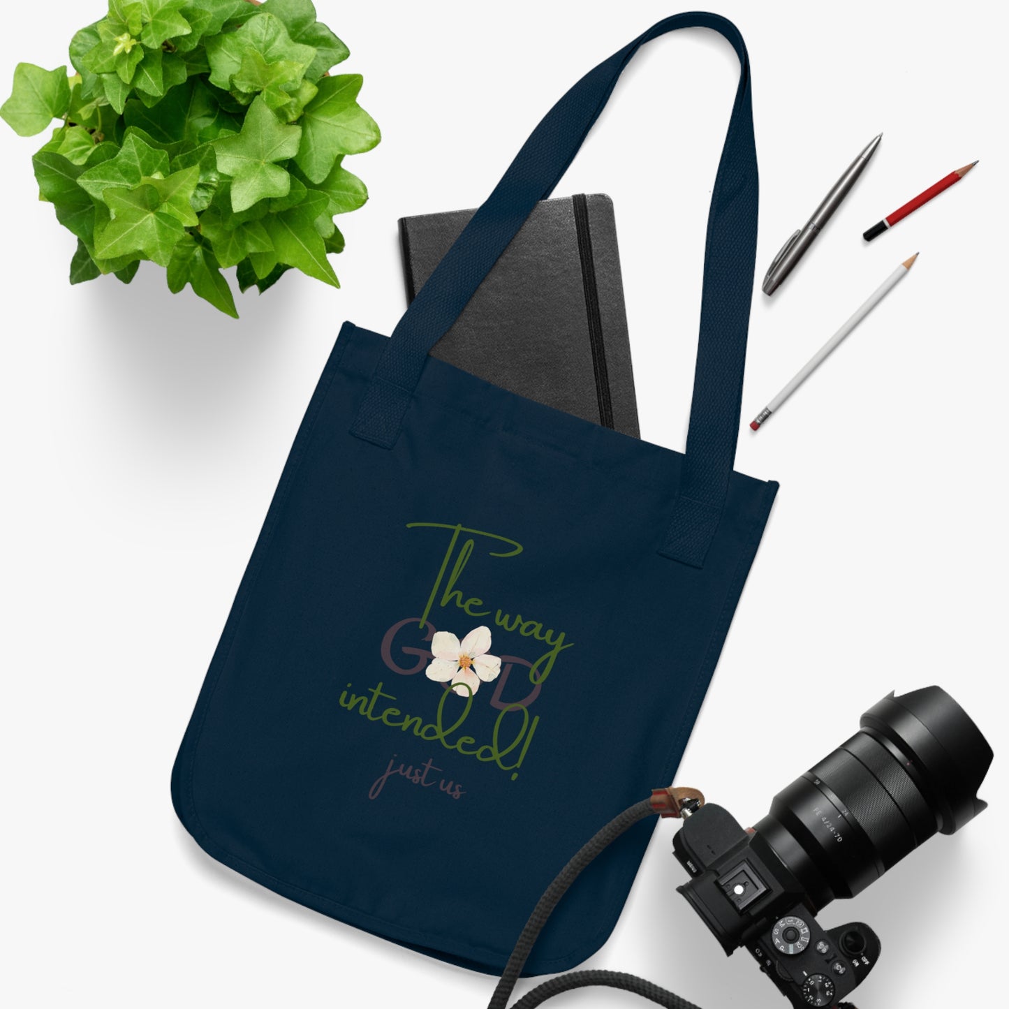 Organic Canvas Flower 2 Tote Bag - Personalizable - Just Us, “The way GOD intended”