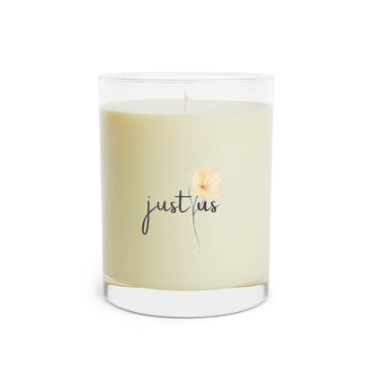Just Us, “The way GOD intended” - Soy Wax Aromatherapy Scented Candle - 11oz Full Glass with Floral Design