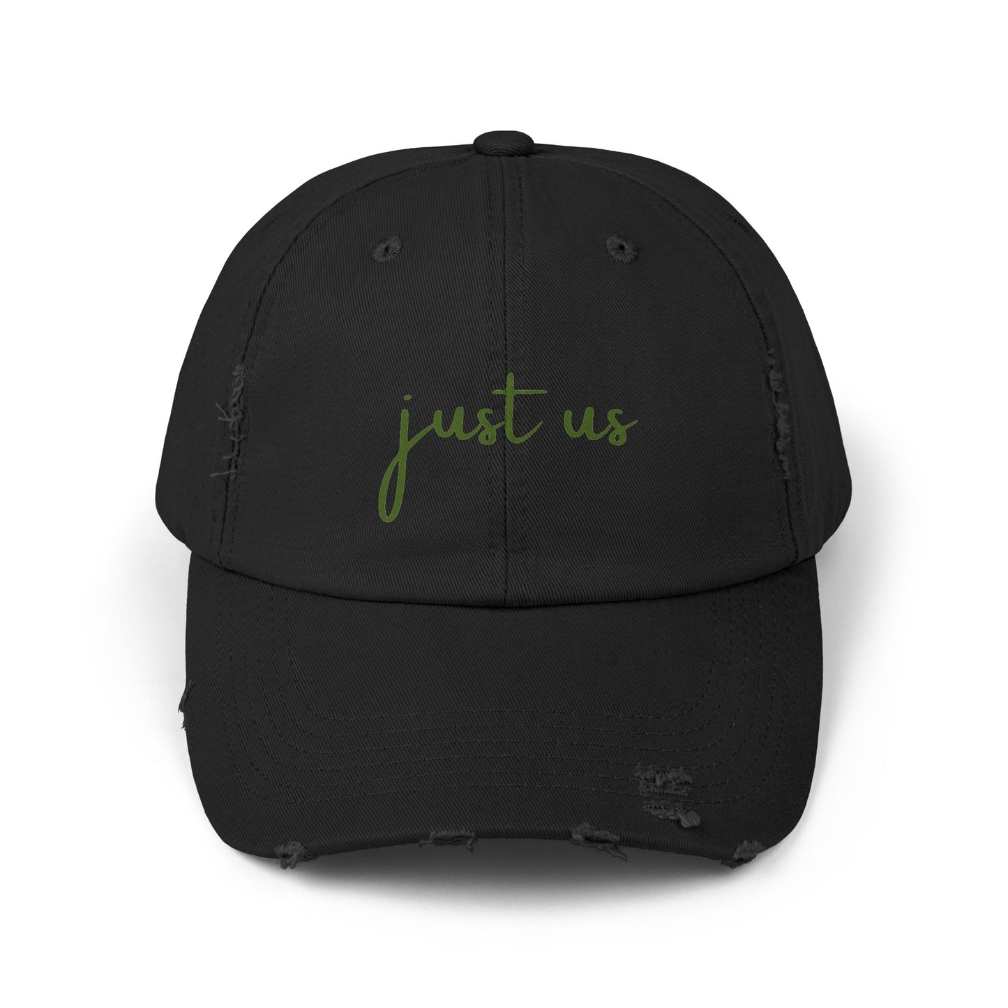 Unisex Distressed Cap - ‘Just Us’ Casual Hat for Friendship & Everyday Style