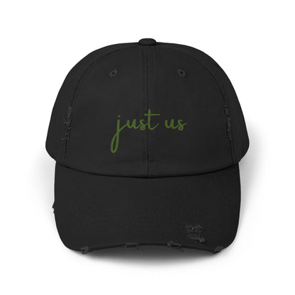 Unisex Distressed Cap - ‘Just Us’ Casual Hat for Friendship & Everyday Style