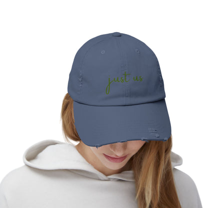 Unisex Distressed Cap - ‘Just Us’ Casual Hat for Friendship & Everyday Style