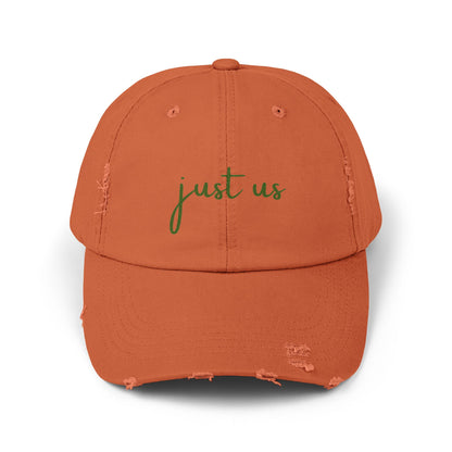 Unisex Distressed Cap - ‘Just Us’ Casual Hat for Friendship & Everyday Style