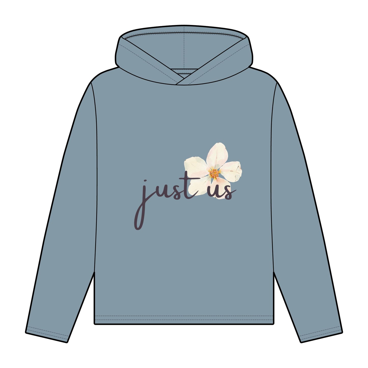 Women's Organic Relaxed Fit Hoodie - Floral Design with 'Just Us' and 'The Way God Intended'