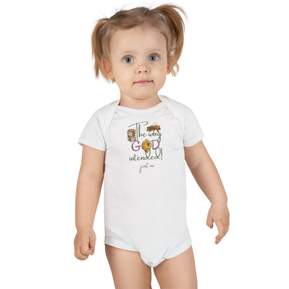 Organic Baby Bee Onesie- Personalizable - Just Us, “The Way God Intended” | Cute Infant Onesie