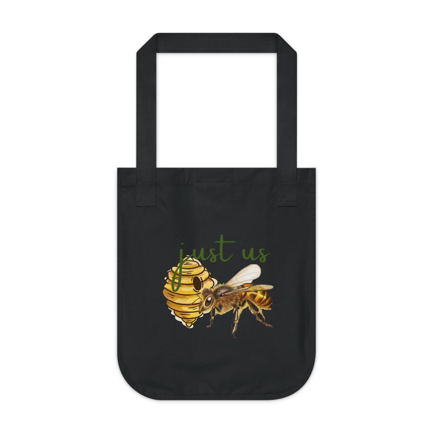 Organic Canvas Bee Tote Bag- Personalizable - Just Us, “The way GOD intended” - Eco-Friendly Floral Shopper for Everyday Use