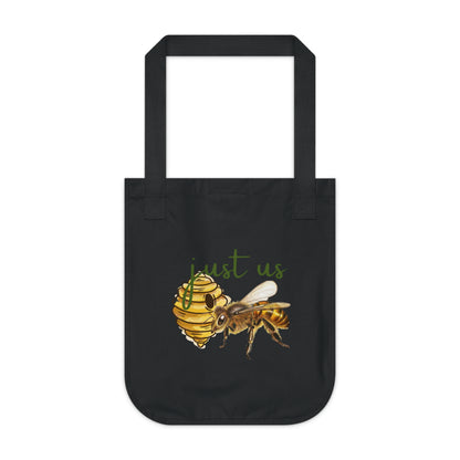 Organic Canvas Bee Tote Bag- Personalizable - Just Us, “The way GOD intended” - Eco-Friendly Floral Shopper for Everyday Use