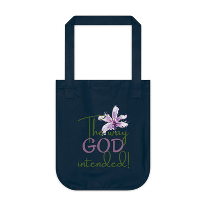 Organic Canvas Flower Tote Bag - Personalizable - Just Us, “The way GOD intended”
