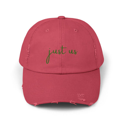 Unisex Distressed Cap - ‘Just Us’ Casual Hat for Friendship & Everyday Style