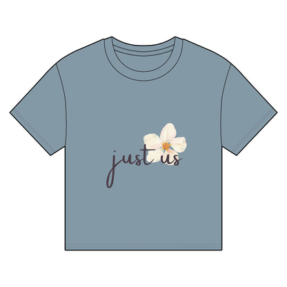 Organic Women's Flower Boxy T-Shirt - Just Us, “The way GOD intended!”