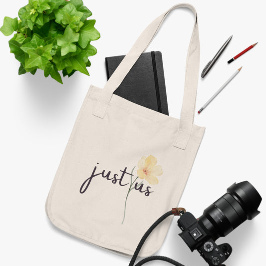 Organic Tote Bag - Personalizable - Just Us - “The way GOD intended”, Eco-Friendly Floral Shopper for Everyday Use