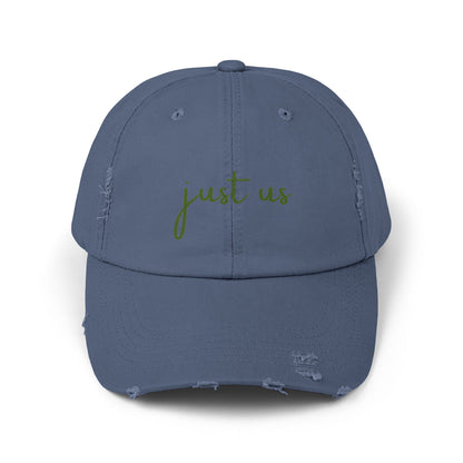 Unisex Distressed Cap - ‘Just Us’ Casual Hat for Friendship & Everyday Style
