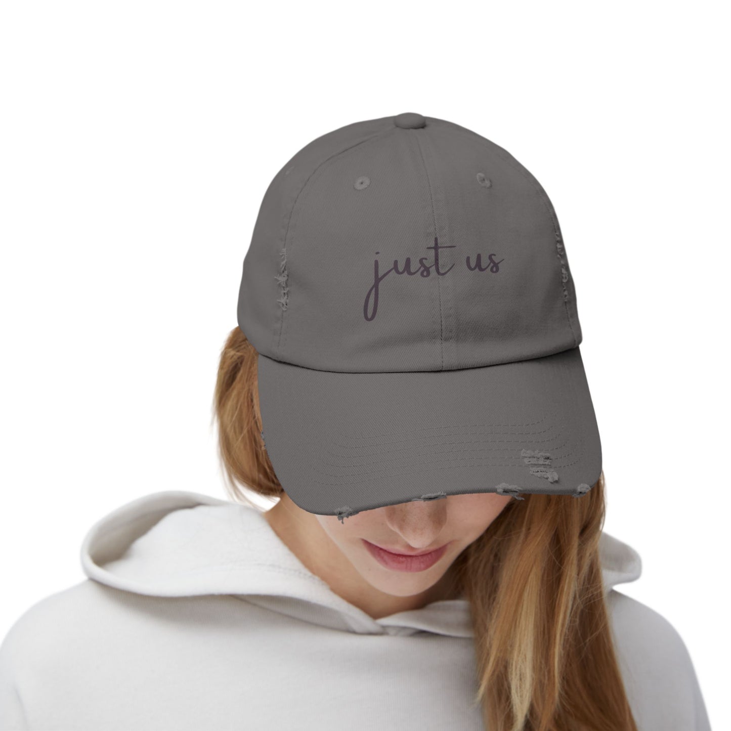 Unisex Distressed Cap - Just Us Casual Hat for Friendship & Everyday Style