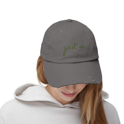Unisex Distressed Cap - ‘Just Us’ Casual Hat for Friendship & Everyday Style