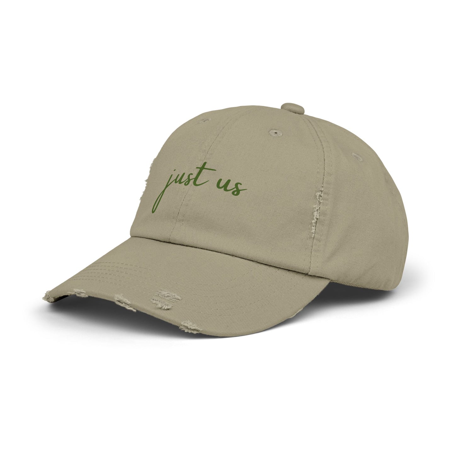 Unisex Distressed Cap - ‘Just Us’ Casual Hat for Friendship & Everyday Style