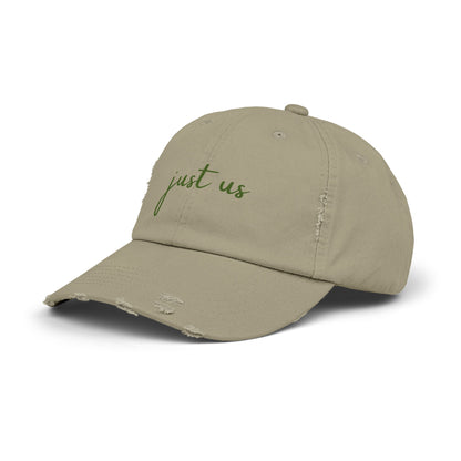 Unisex Distressed Cap - ‘Just Us’ Casual Hat for Friendship & Everyday Style