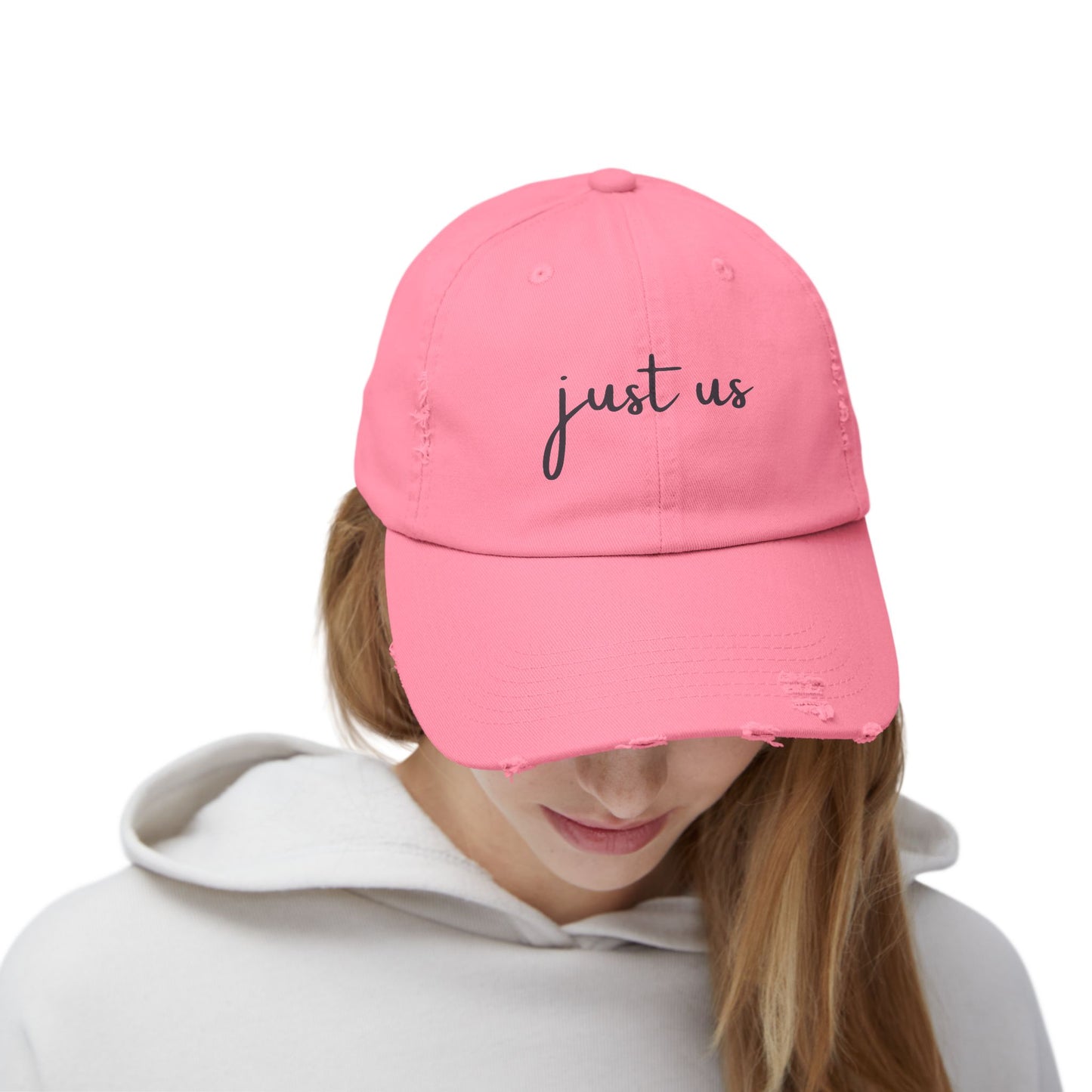 Unisex Distressed Cap - Just Us Casual Hat for Friendship & Everyday Style