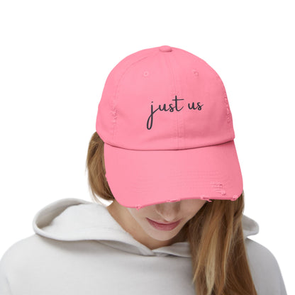 Unisex Distressed Cap - Just Us Casual Hat for Friendship & Everyday Style