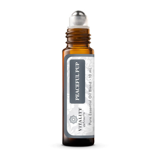 Peaceful Pup - Dog Anxiety & Stress Relief Roll-On (by Vitality Extracts) - Natural Calm Ease Anxiety & Stress Aromatherapy Lavender Essential Oil Lemon Essential Oil in Almond Oil Base